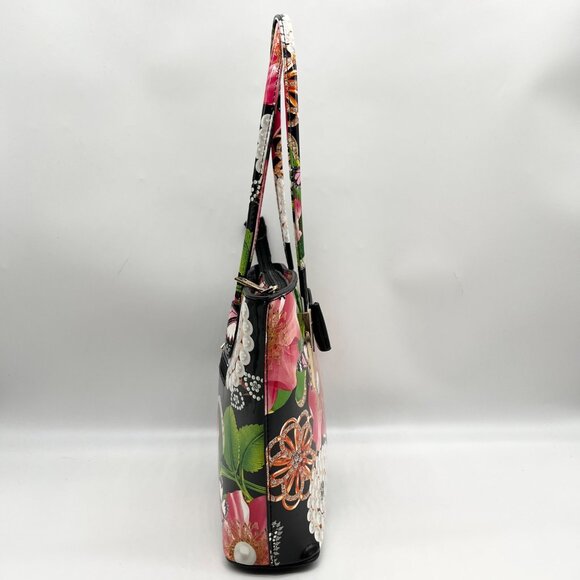 Unbranded Black Glossy Floral Shoulder Bag - Picture 3 of 10